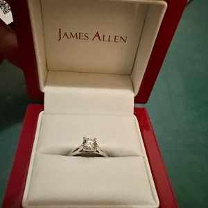 James Allen 14K White Gold Tapered Cathedral Engagement Ring - Size 5